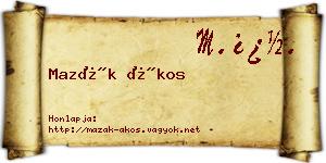 Mazák Ákos névjegykártya